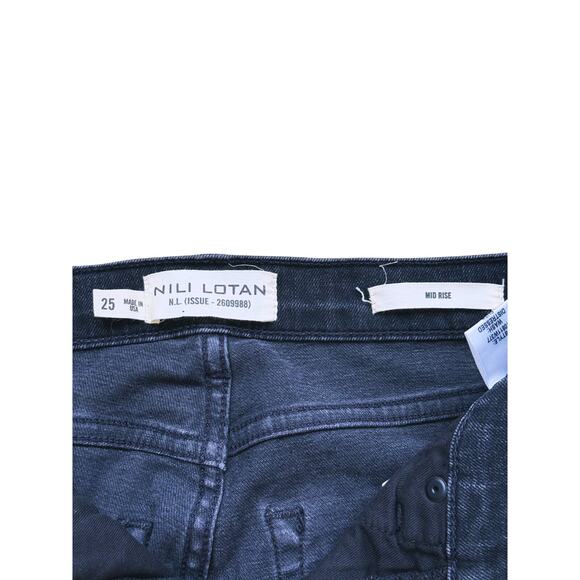 Nili Lotan Mid Rise Distressed Black Jeans Size 25 Edgy Quiet Luxury Classic - Picture 5 of 8